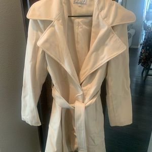 Cream. Belted. Coat. Large. Pelle Studio